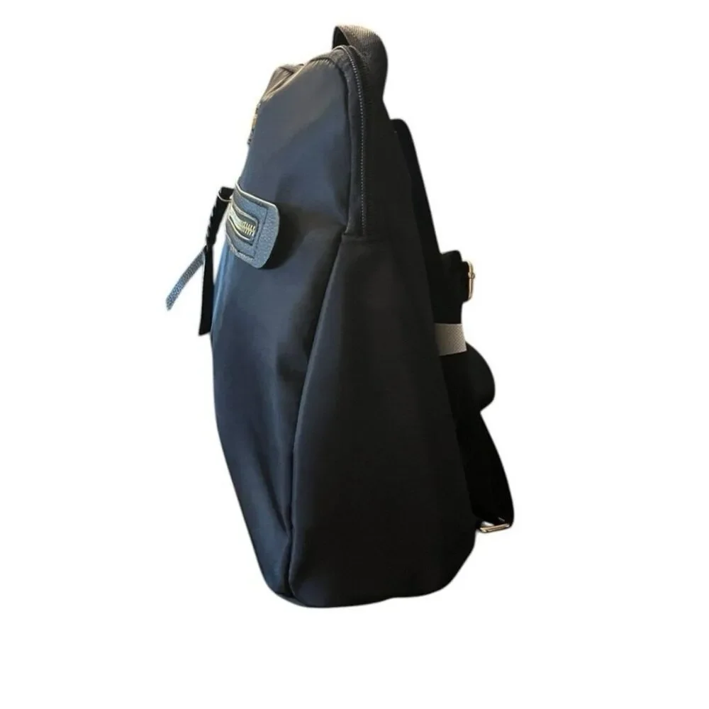 Gloria Vanderbilt Black Nylon Minimalist Gold Swan Mini Backpack Bag Purse NWT